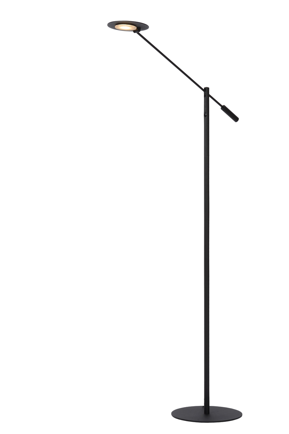 Lucide ANSELMO lampada da lettura da terra LED, 9W 3000K dimmerabile, altezza 1400mm, Nero Sabbia Opaco, Metallo, IP20