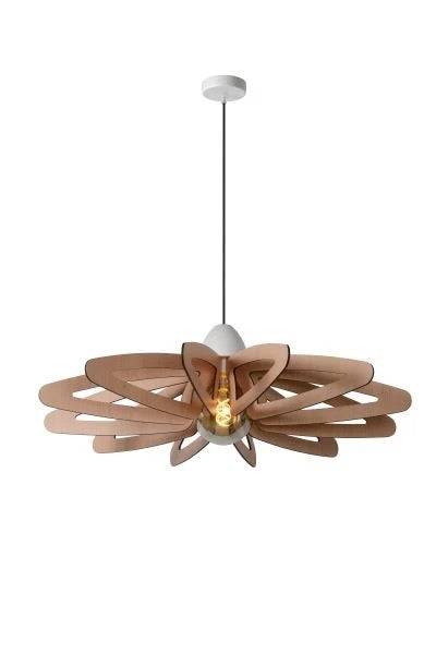 Lampada a sospensione Lucide ZIDANE Bianca Ø76cm, 1xPortalampada E27, MDF e Metallo, IP20, 220-240V