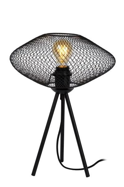 Lampada da tavolo Lucide MESH LED, design ovale in metallo, attacco E27, max 40W, 220-240V, IP20, Nero Opaco, 300x300x410mm