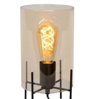 Lucide STEFFIE table lamp Ø15cm, 1xE27, 40W max, Amber glass shade, Black metal base, IP20 indoor lighting