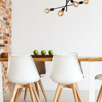 Plafoniera Lucide LESTER, 6 attacchi E27, 220-240V, dimmerabile, design moderno in metallo Nero Opaco, IP20