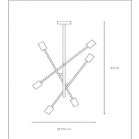 Plafoniera Lucide LESTER, 6 attacchi E27, 220-240V, dimmerabile, design moderno in metallo Nero Opaco, IP20