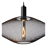 Lampada a sospensione moderna Lucide MESH, paralume ovale in metallo, attacco E27, max 40W, nero opaco, altezza regolabile