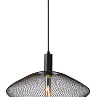 Lampada a sospensione moderna Lucide MESH, paralume ovale in metallo, attacco E27, max 40W, nero opaco, altezza regolabile