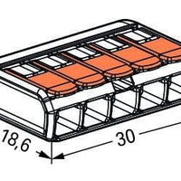 WAGO morsetto di collegamento a 5 vie 4mm² 221-415 IP20 compatibile CE RoHS 220-240V 25 pezzi