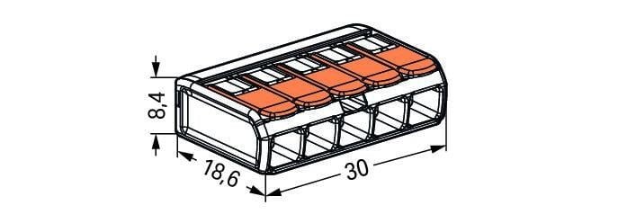WAGO morsetto di collegamento a 5 vie 4mm² 221-415 IP20 compatibile CE RoHS 220-240V 25 pezzi