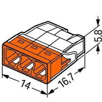 Wago splice connector 3-way 0.5-2.5 mm² 2273-203 - IP20 compact and reliable for tight spaces - 100 pieces