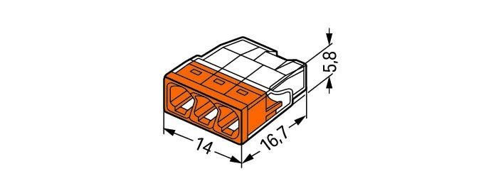 Wago splice connector 3-way 0.5-2.5 mm² 2273-203 - IP20 compact and reliable for tight spaces - 100 pieces