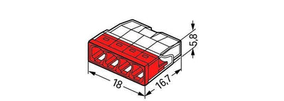 Wago morsetto a leva 4-vie 0,5-2,5 mm² con IP20 per installazioni quasi a prova di polvere - set di 100 pezzi, marchio CE & RoHS
