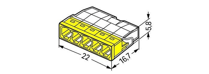 Splice connector 5-way WAGO 2273-205 for 0.5-2.5 mm² wires, IP20, CE & RoHS certified, 100 pieces package