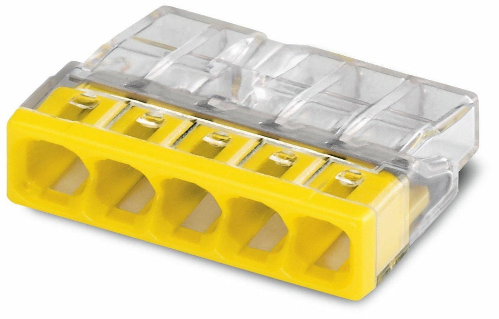 Connettore LED WAGO 5 vie 0.5-2.5mm², IP20, 220-240V, morsetto compatto a innesto rapido, certificato CE RoHS