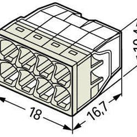 Morsetto di giunzione WAGO 8 vie per cavi da 0,5-2,5 mm², protezione IP20, certificato CE, ideale per spazi compatti