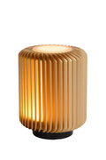 Lucide TURBIN LED table lamp 5W 3000K Satin Gold modern metal cylinder design with cord switch IP20