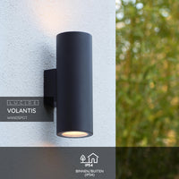 Lucide VOLANTIS Applique da esterno nera, 2xE27, IP54, luce verso l’alto e verso il basso, cilindro moderno in alluminio