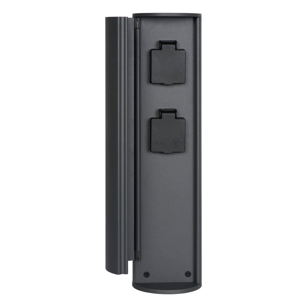 Colonna prese elettriche da esterno Lucide IP44, prese con messa a terra Tipo F, finitura in alluminio antracite, altezza 40 cm