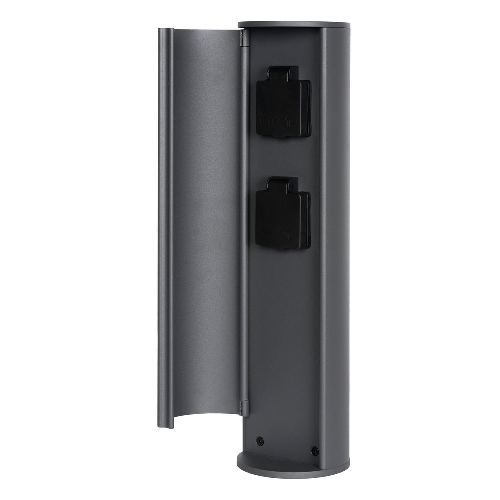Colonna prese elettriche da esterno Lucide IP44, prese con messa a terra Tipo F, finitura in alluminio antracite, altezza 40 cm