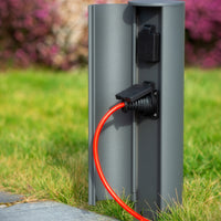 Colonna prese elettriche da esterno Lucide IP44, prese con messa a terra Tipo F, finitura in alluminio antracite, altezza 40 cm