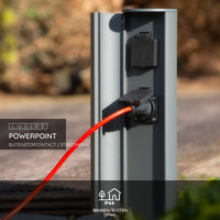 Colonna prese elettriche da esterno Lucide IP44, prese con messa a terra Tipo F, finitura in alluminio antracite, altezza 40 cm