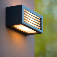 Applique da parete Lucide DIMO Antracite, interno esterno, portalampada E27, IP54, corpo in alluminio rettangolare