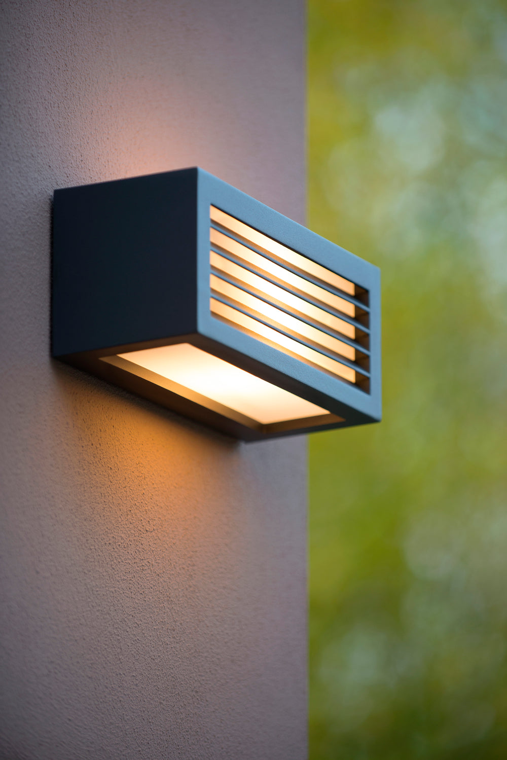 Applique da parete Lucide DIMO Antracite, interno esterno, portalampada E27, IP54, corpo in alluminio rettangolare