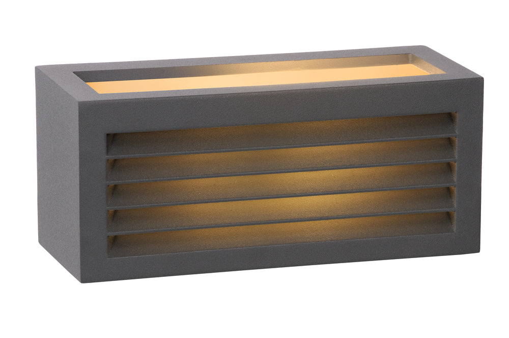 Applique da parete Lucide DIMO Antracite, interno esterno, portalampada E27, IP54, corpo in alluminio rettangolare