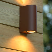 Lucide BOOGY wall light indoor outdoor 2xGU10 IP44 Rusty aluminum modern up down lighting