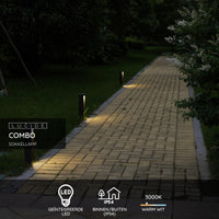 Lucide COMBO lampada da giardino a palo LED, 9W 3000K, IP54 alluminio nero, paletto moderno da esterno 250mm