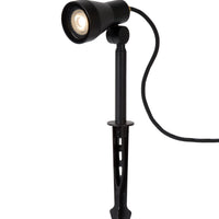 Lucide SPIKE LED garden spotlight, 1x5W GU10 3000K, dimmable, IP54 Black aluminum outdoor light