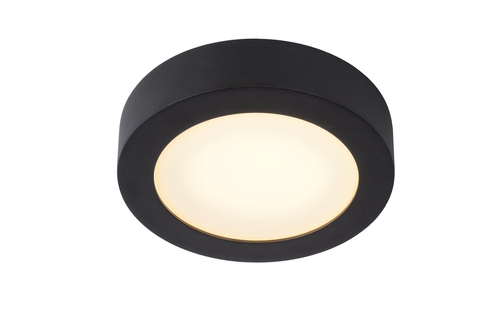 Lucide BRICE plafoniera LED da bagno, 12W 3000K dimmerabile, IP44 rotonda Nera Ø18cm