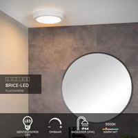 Lucide BRICE Plafoniera LED da bagno, dimmerabile 15W 3000K, IP44 rotonda 24cm Bianco design moderno