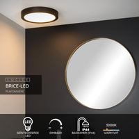 Lucide BRICE plafoniera LED, 30W 3000K dimmerabile, IP44 rotonda 30cm, Nero Opaco, illuminazione moderna per bagno