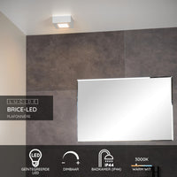 Plafoniera da bagno Lucide BRICE LED, dimmerabile 8W 3000K, IP44, quadrata in alluminio bianco 220-240V