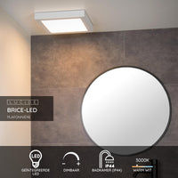 Lucide BRICE lampada da soffitto LED per bagno, dimmerabile 30W 3000K, IP44, Bianco, design quadrato moderno
