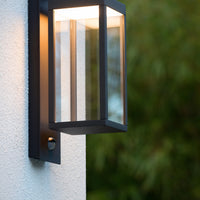 Lucide CLAIRETTE applique a LED 13W 3000K IP54 con sensore di movimento PIR e corpo in antracite