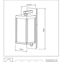 Lucide CLAIRETTE applique a LED 13W 3000K IP54 con sensore di movimento PIR e corpo in antracite