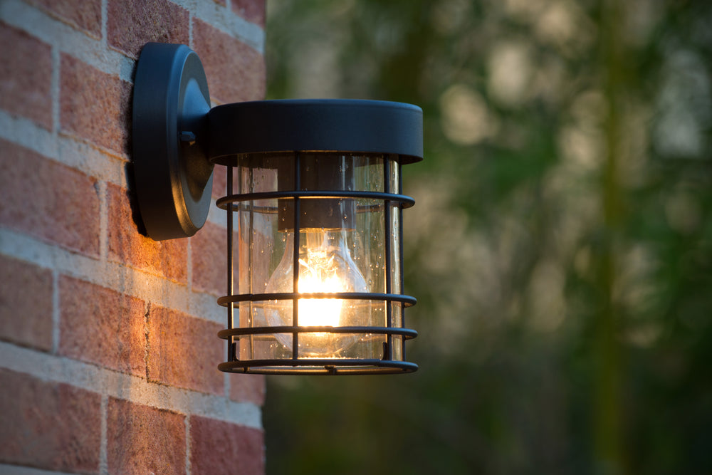 Lucide KEPPEL wall light indoor outdoor E27 socket IP44 Matt Black metal 220-240V 60W