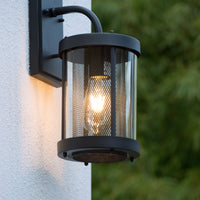 Lucide Makkum applique da parete, 1xE27, lampada da esterno e interno IP23, metallo Nero Opaco, 220-240V, max 60W