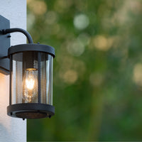 Lucide Makkum applique da parete, 1xE27, lampada da esterno e interno IP23, metallo Nero Opaco, 220-240V, max 60W