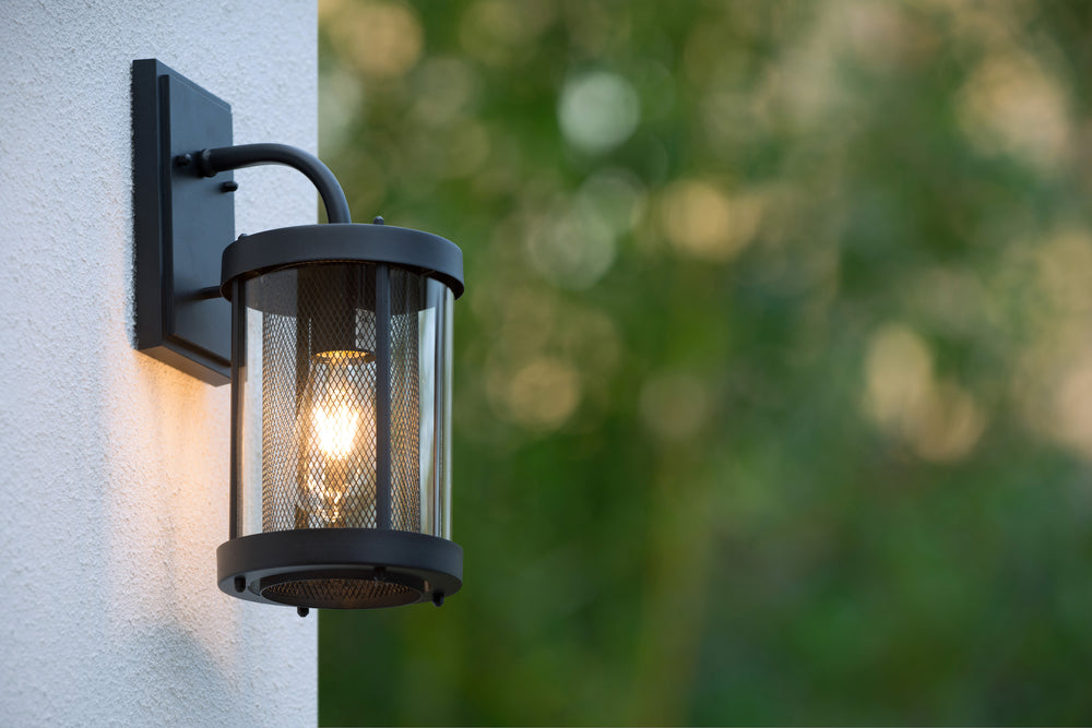 Lucide Makkum applique da parete, 1xE27, lampada da esterno e interno IP23, metallo Nero Opaco, 220-240V, max 60W