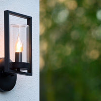 Lucide NISPEN wall light Black, 1xE14 socket, 40W max, IP44 outdoor indoor metal fixture 220-240V