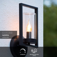 Lucide NISPEN wall light Black, 1xE14 socket, 40W max, IP44 outdoor indoor metal fixture 220-240V