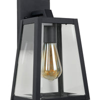 Lucide MATSLOT wall light indoor outdoor, E27 socket, 60W max, IP23, Matt Black metal trapezoid design