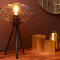 Lampada da tavolo Lucide MESH LED, design ovale in metallo, attacco E27, max 40W, 220-240V, IP20, Nero Opaco, 300x300x410mm