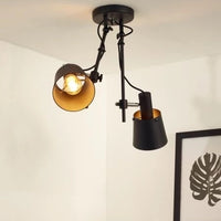 Faretto da soffitto Lucide QUINNY 2xE27 acciaio nero, orientabile inclinabile, illuminazione da interno stile industriale IP20