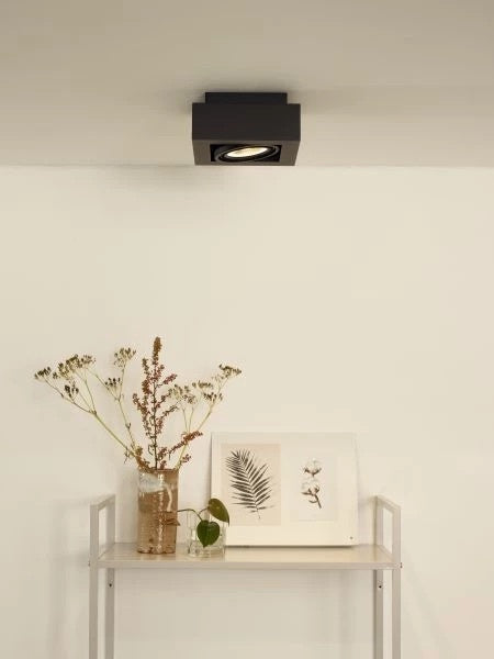 Lucide ZEFIX Faretto da soffitto LED, dim to warm, GU10 12W 2200K-3000K, orientabile, quadrato, Nero, IP20