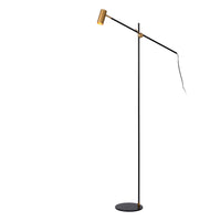 Lucide PHILINE lampada da lettura da terra moderna, 1xGU10, compatibile LED, altezza regolabile, Nero opaco con testa dorata