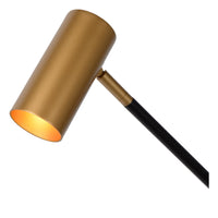 Lucide PHILINE lampada da lettura da terra moderna, 1xGU10, compatibile LED, altezza regolabile, Nero opaco con testa dorata