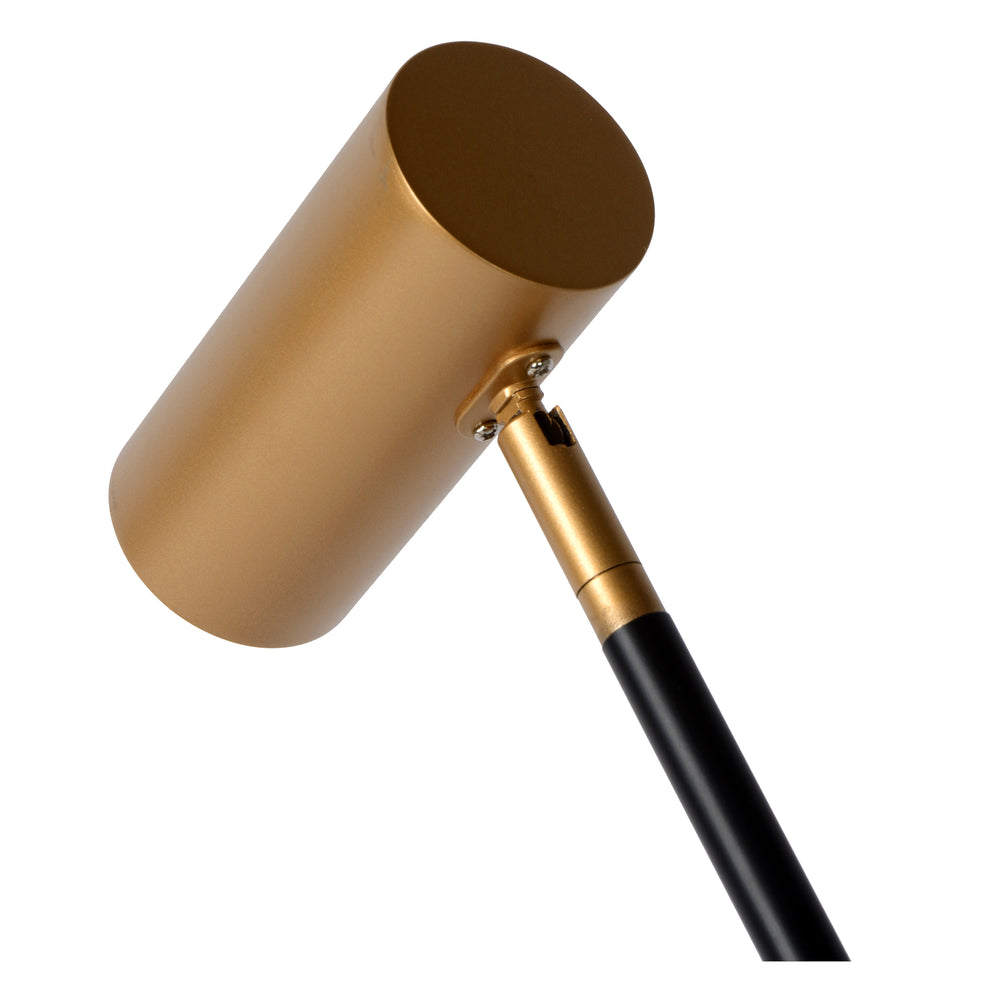 Lucide PHILINE lampada da lettura da terra moderna, 1xGU10, compatibile LED, altezza regolabile, Nero opaco con testa dorata