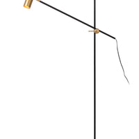 Lucide PHILINE lampada da lettura da terra moderna, 1xGU10, compatibile LED, altezza regolabile, Nero opaco con testa dorata