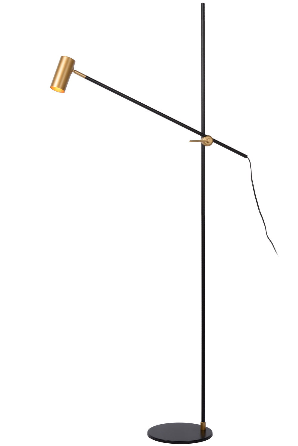 Lucide PHILINE lampada da lettura da terra moderna, 1xGU10, compatibile LED, altezza regolabile, Nero opaco con testa dorata